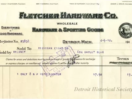 Bill-of-sale - Fletcher Hardware Company