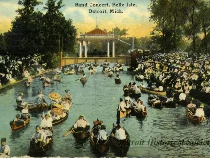 Postcard - Band Concert, Belle Isle, Detroit, Mich.