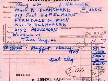 Invoice - Grinnell Bros.