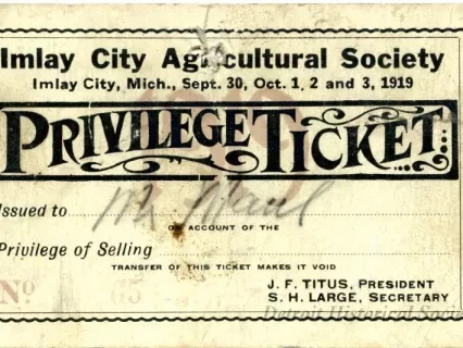 Ticket - Imlay City Agricultural Society
Privilege Ticket
