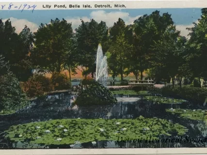 Postcard - Lily Pond, Belle Isle, Detroit, Mich.
