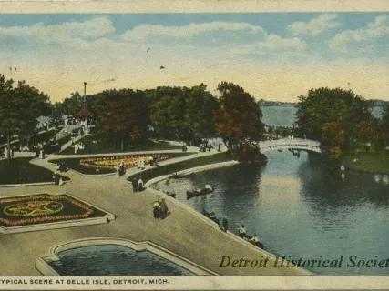 Postcard - A Typical Scene at Belle Isle, Detroit, Mich.