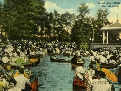 Postcard - Canal Scene, Belle Isle, Detroit, Mich.