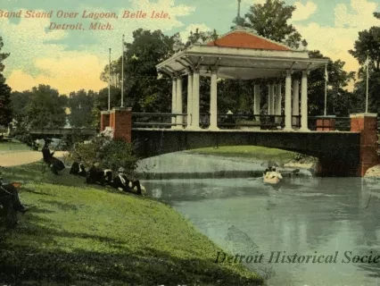 Postcard - Band Stand Over Lagoon, Belle Isle, Detroit, Mich.