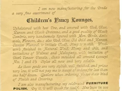 Advertisement - James D. Silsbee,
General Wholesale Furniture Agent