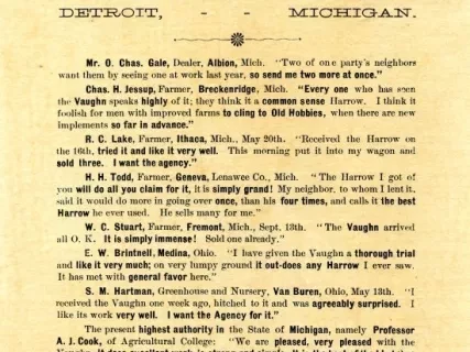 Advertisement - Vaughn Flexible Harrow