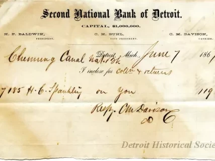 Letter - Second National Bank of Detroit