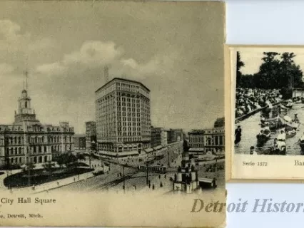 Post Folder - Souvenir of Detroit, Mich. - City Hall Square
