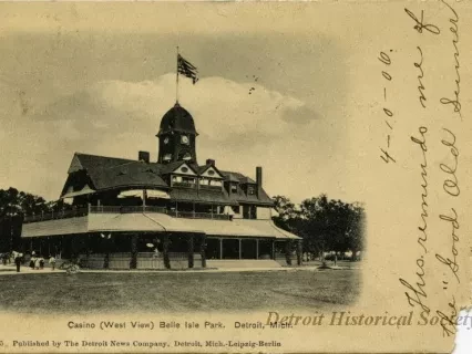 Postcard - Casino (West View) Belle Isle Park, Detroit, Mich.