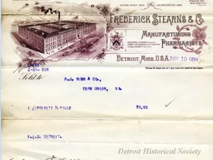 Invoice - Frederick Stearns & Co. Manufacturing Pharmacists