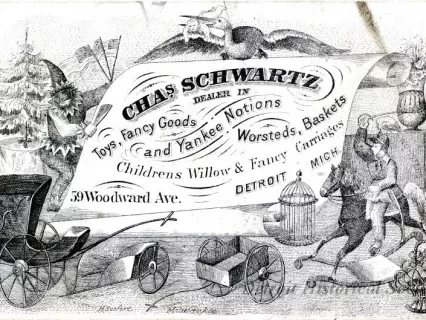 Card, Business - Chas. Schwartz,
Dealer in Toys, Fancy Goods, and Yankee Notions