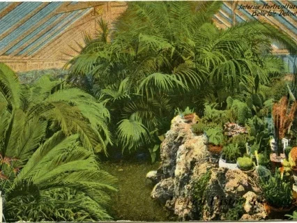 Postcard - Interior Horticultural Bldg, Belle Isle, Detroit, Mich.