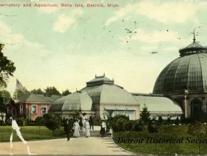 Postcard - Conservatory and Aquarium, Belle Isle, Detroit, Mich.
