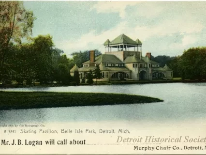 Postcard - Skating Pavilion, Belle Isle Park, Detroit, Mich.