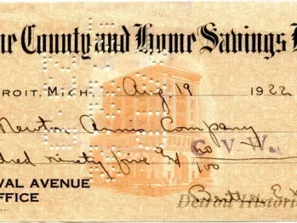 Check, Bank - Wayne County and Home Savings Bank