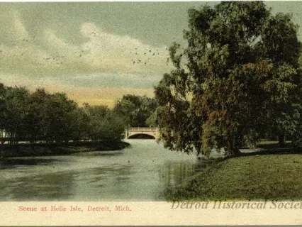 Postcard - Scene at Belle Isle, Detroit, Mich.