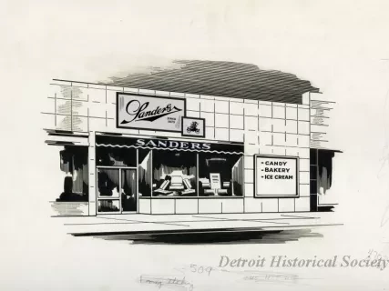 Drawing - Sanders Store at 7 Mile & Mack