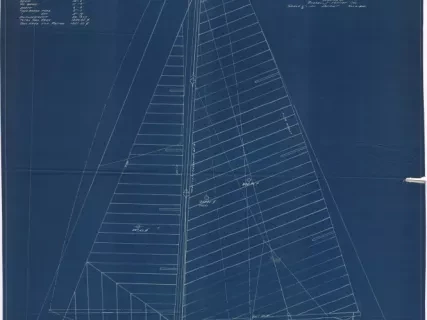 Blueprint - Sail Plan of a 55' x 12'-6" x 6'-1" Auxiliary Sloop
