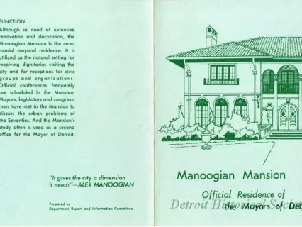 Booklet - Manoogian Mansion: Official Residence of the Mayors of Detroit