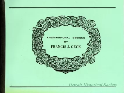 Booklet - Architectural Designs by Francis J. Geck