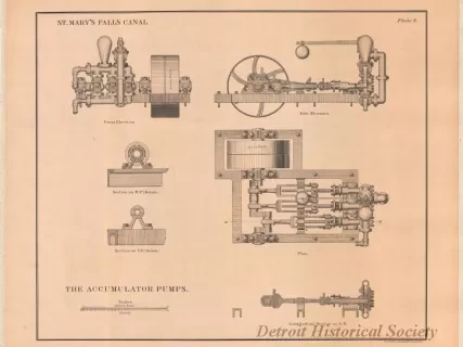 Lithograph - St. Mary's Falls Canal,
The Accumulator Pumps