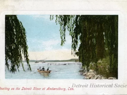 Postcard - Boating on the Detroit River at Amherstburg, Can.
