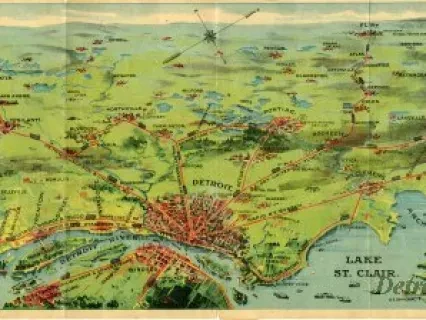 Map - Trolley Rides in City and Country to Charming Rural Scenery, Beautiful Lakes, and Majestic Rivers via Detroit United Railway