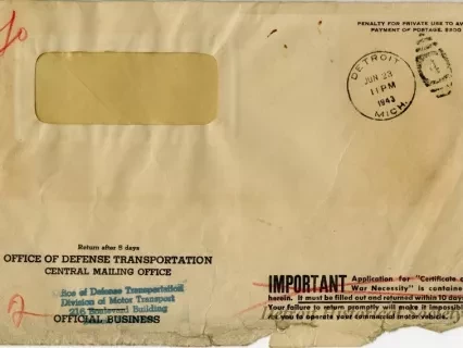 Envelope - Office of Defense Transportation
Central Mailing Office