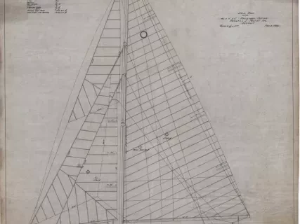 Drawing, Technical - Sail Plan of a 46' x 11' x 6' Auxiliary Cutter