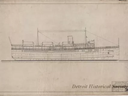 Drawing, Technical - Outboard Profile, Steamer United States,
Indiana Transportation Company
(Hull No. 28)