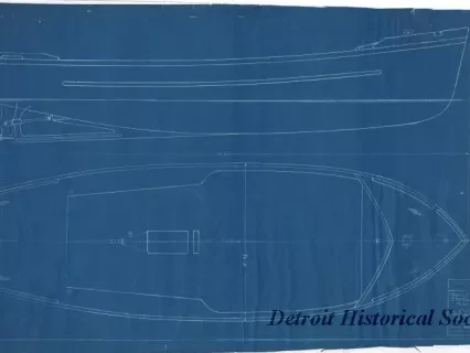 Blueprint - Middle Neebish Light Station, Mich.,
Steel Motorboat - Class II, Plan & Elevation