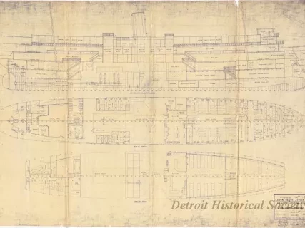 Blueprint - Hull No. 133,
Lower Decks Joiner Plans and Longitudinal Section