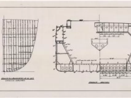 Drawing, Technical - Midship Section, Bulkheads, and Poop Deckhouse Roof