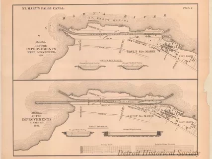 Lithograph - St. Mary's Falls Canal