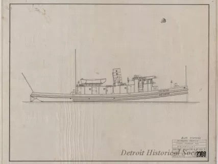 Drawing, Technical - Alice Stafford, Outboard Profile,
Steel Harbor Tug, 78' 6" x 22' 0" x 12' 9"