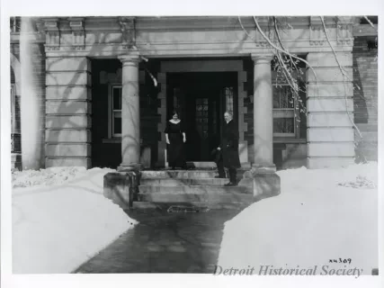 Print, Photographic - Henry and Clara Ford on the steps of their 66 Edison Ave. home