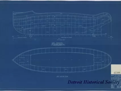 Blueprint - 40 Foot Steel Work Launch, 
Shell Expansion: Main Deck Plating
for U. S. Lake Survey Office, Detroit, Michigan
