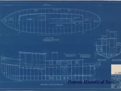 Blueprint - 40 Foot Steel Work Launch,
Structural Plan for
U. S. Lake Survey Office, Detroit, Michigan