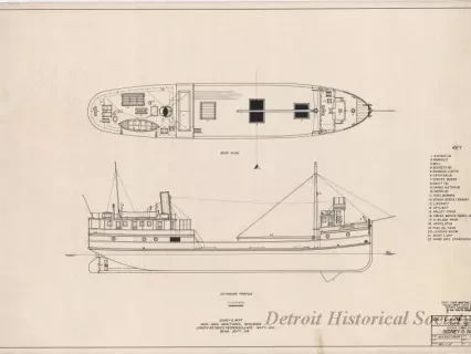 Drawing, Technical - Wooden Steam Barge, Sidney O. Neff
