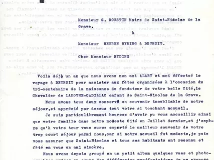 Letter - Departement Du Tarn-Et-Garonne,
Mairie de St-Nicolas de la Grave