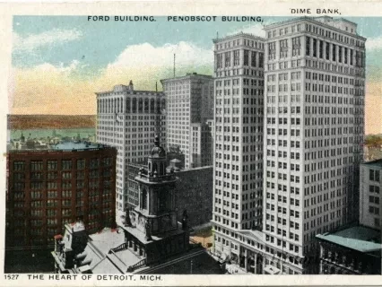 Postcard - The Heart of Detroit, Mich.