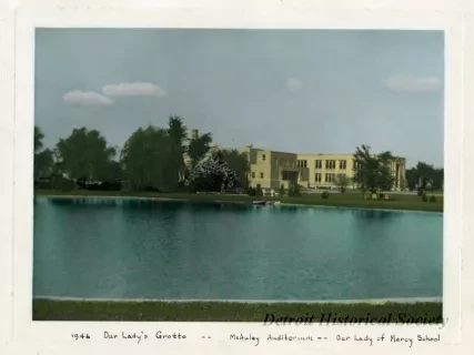 Print - 1946 Our Lady's Grotto -- McAuley Auditorium -- Our Lady of Mercy School