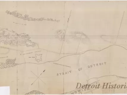Map - Tracing from a Map of Springwells by Lieuts. Macomb & Warner, T.E. [Topographical Engineers], 1841, with the Addition of Outlines of Fort Wayne and Public Grounds, Sept., 1865.