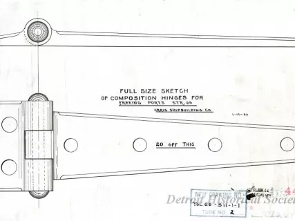 Drawing, Technical - Full Size Sketch of Composition Hinges for Freeing Ports,
Str. [Steamer] No. 66