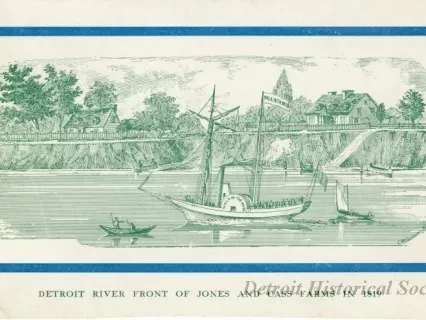 Print - Detroit River Front of Jones and Cass Farms in 1819