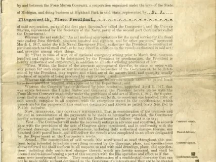 Contract - Act of March 4, 1917, Contract for the Construction of 100 Patrol Boats