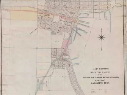 Map - Map Showing Location & Lands of the 
Duluth, South Shore & Atlantic Railway in the City of Marquette, Michigan