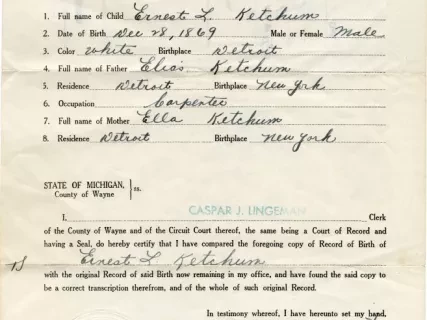 Certificate, Birth