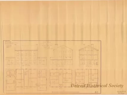 Blueprint - Fort Wayne - Plans, Elevation, and Section of
Offices, Bakery, Guard, Store and Washing Rooms