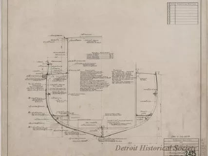Drawing, Technical - Midship Section for Fire Tug
[Hull No. 75]